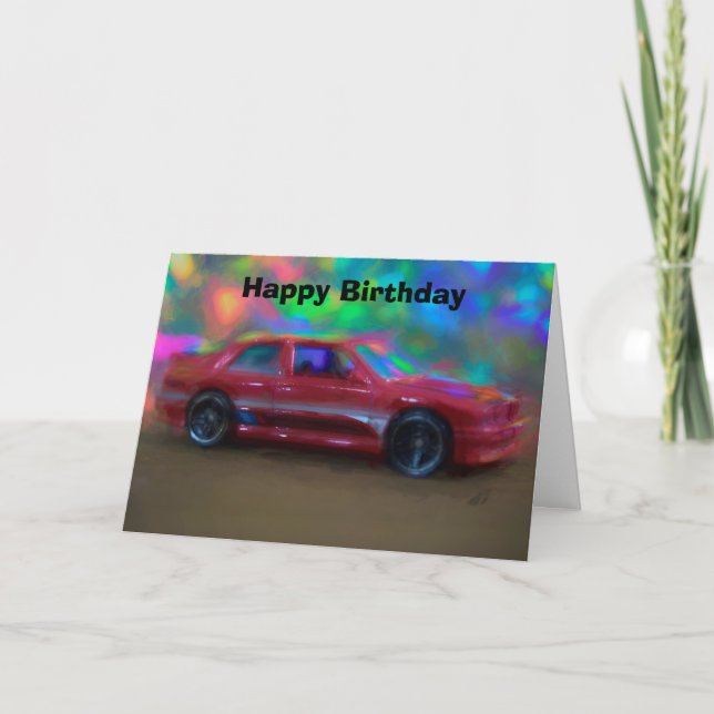 Grattis på födelsedagen med Red Leksak Car Helgkort (Framsida)