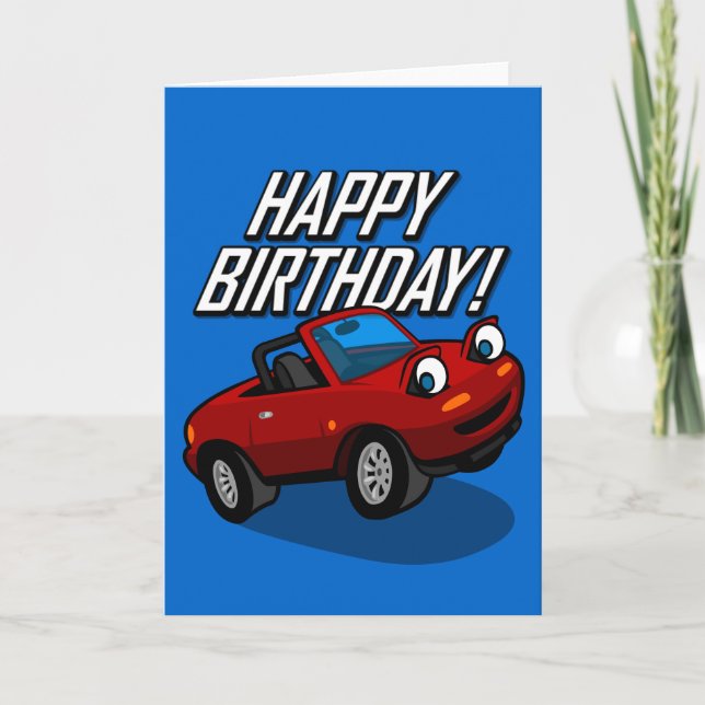 Grattis på födelsedagen med Roadsterillustrationen Kort (Framsida)
