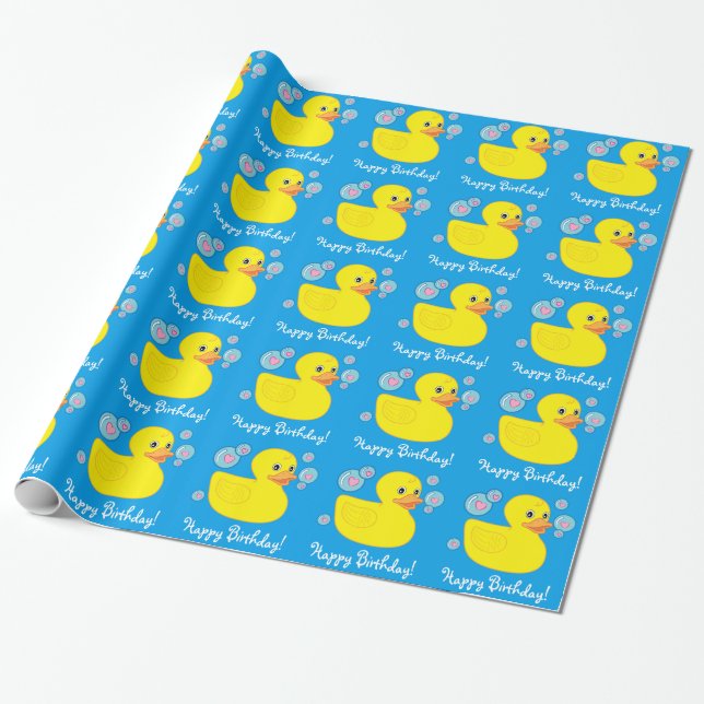 Grattis på födelsedagen med Rubber Ducky Presentpapper (Utrullad)