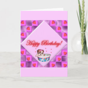 Grattis på födelsedagen med Shih Tzu Puppy Kort
