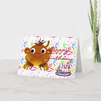 Grattis på födelsedagen med Tecknaden av apa och K Kort