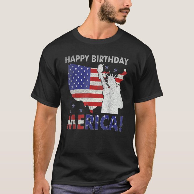 Grattis på födelsedagen Merica Frihetsgudinnan Ame T Shirt (Framsida)