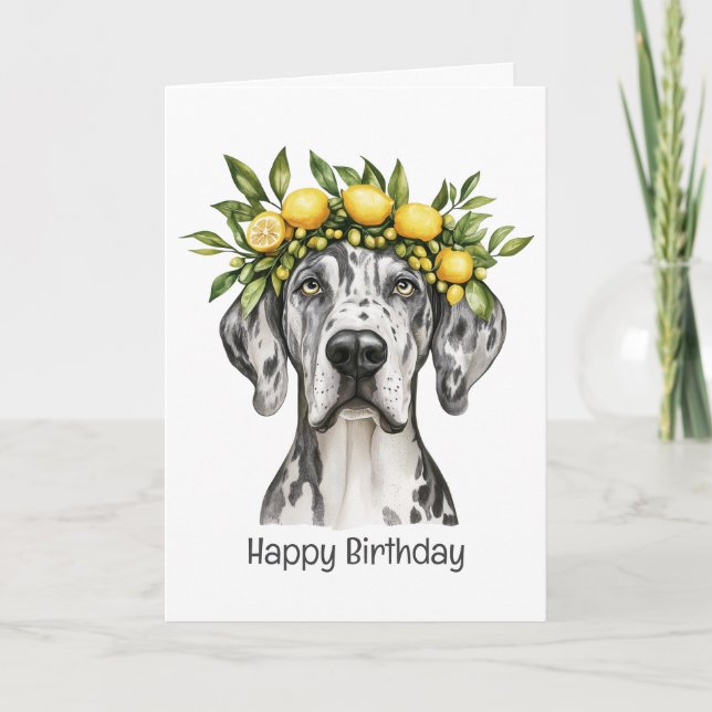 Grattis på födelsedagen Merle Great dane Hund Lemo Kort (Framsida)