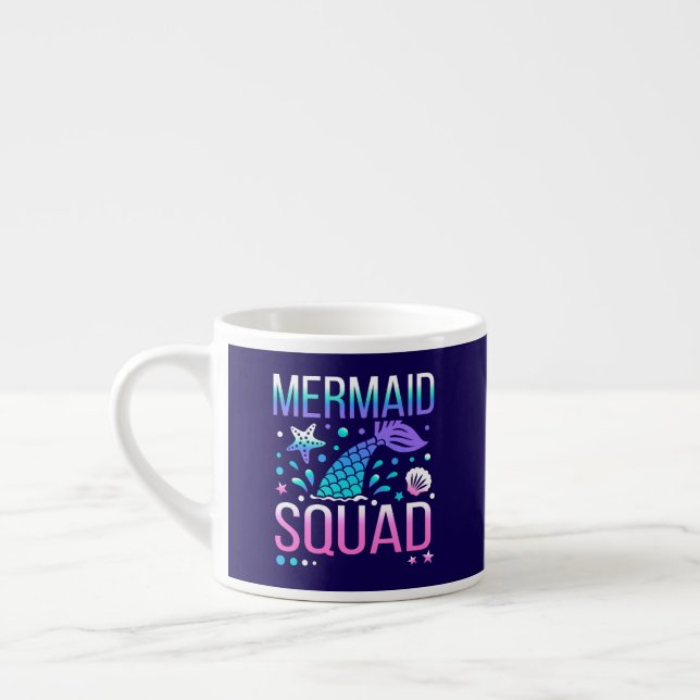 Grattis på födelsedagen Mermaid Squad Havsfest Des Espressomugg (Vänster)