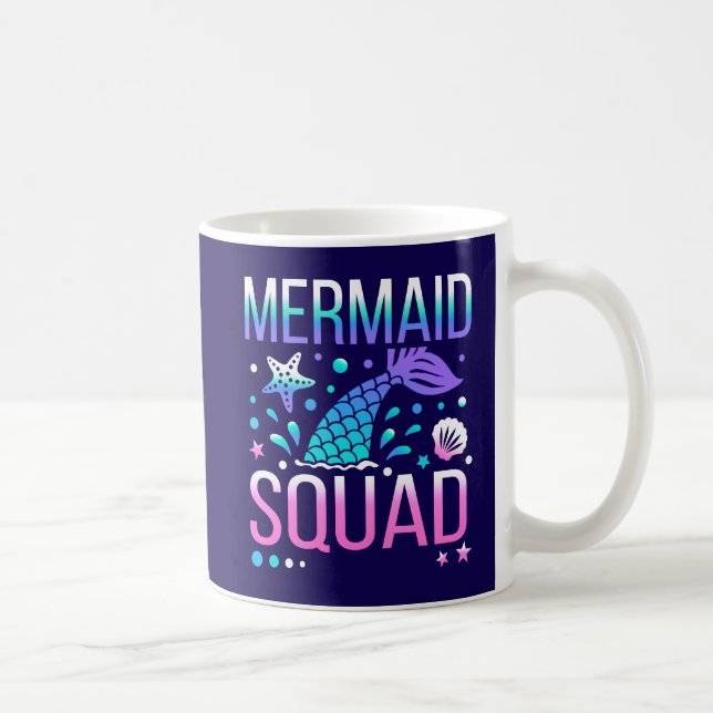 Grattis på födelsedagen Mermaid Squad Havsfest Des Kaffemugg (Höger)