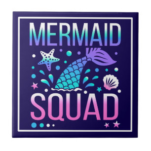 Grattis på födelsedagen Mermaid Squad Havsfest Des Kakelplatta