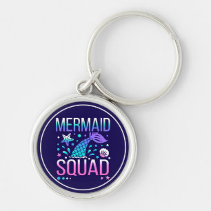 Grattis på födelsedagen Mermaid Squad Havsfest Des Rund Silverfärgad Nyckelring