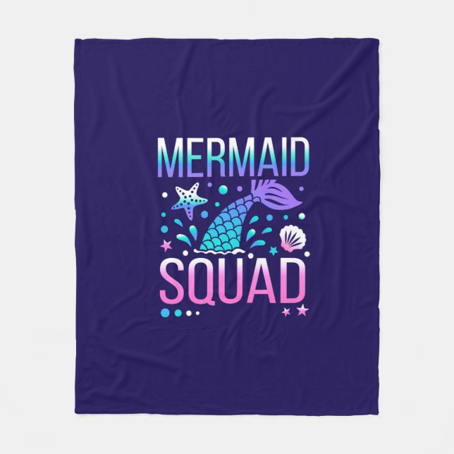 Grattis på födelsedagen Mermaid Squad Ocean Party  Fleecefilt (Framsidan)