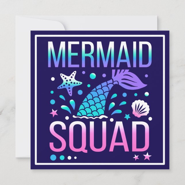 Grattis på födelsedagen Mermaid Squad Ocean Party  Inbjudningar (Framsida)