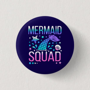 Grattis på födelsedagen Mermaid Squad Ocean Party Knapp