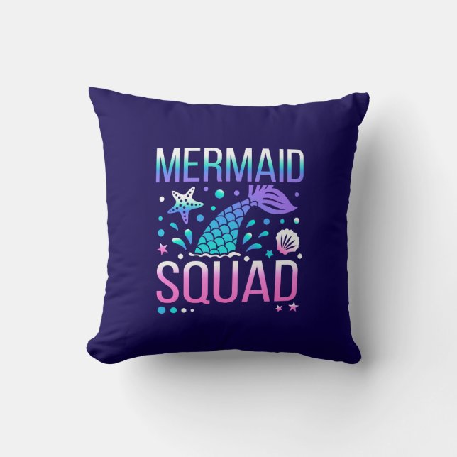 Grattis på födelsedagen Mermaid Squad Ocean Party  Kudde (Framsida)