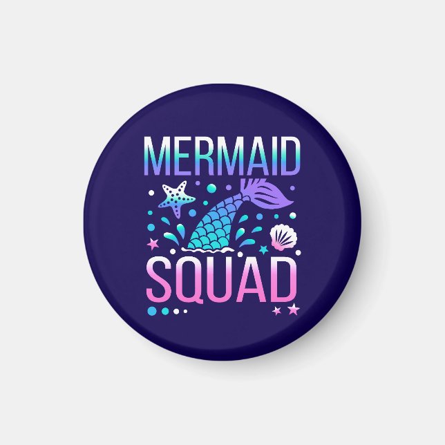Grattis på födelsedagen Mermaid Squad Ocean Party  Magnet (Framsidan)