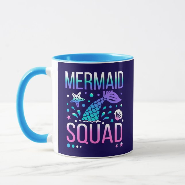 Grattis på födelsedagen Mermaid Squad Ocean Party  Mugg (Vänster)