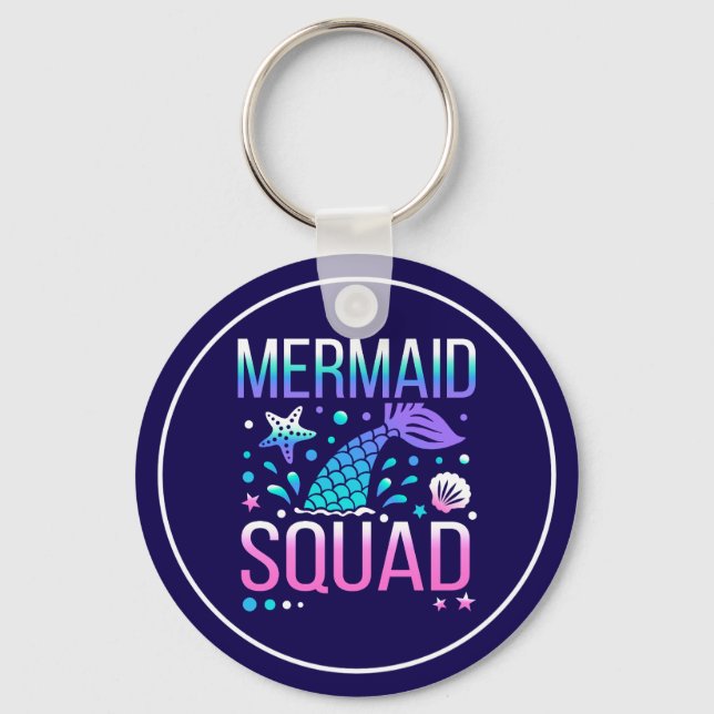 Grattis på födelsedagen Mermaid Squad Ocean Party  Nyckelring (Framsida)
