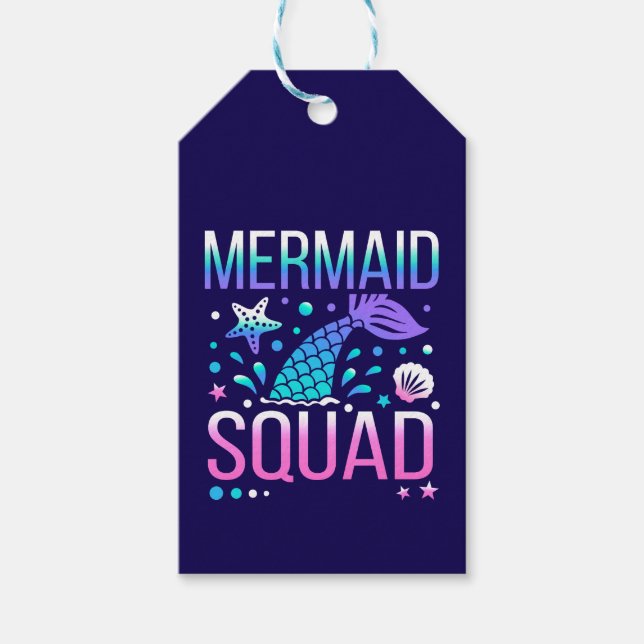 Grattis på födelsedagen Mermaid Squad Ocean Party  Presentetikett (Framsidan)