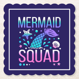 Grattis på födelsedagen Mermaid Squad Ocean Party Underlägg Papper
