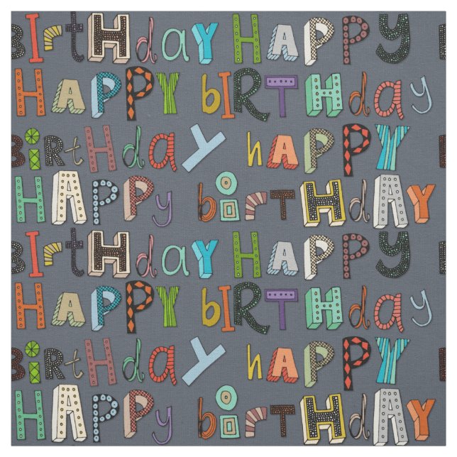 grattis på födelsedagen metall tyg (Provkarta)