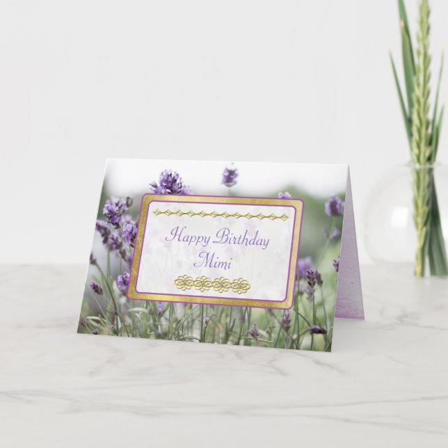Grattis på födelsedagen Mimi Lavender Fält Card Kort (Framsida)
