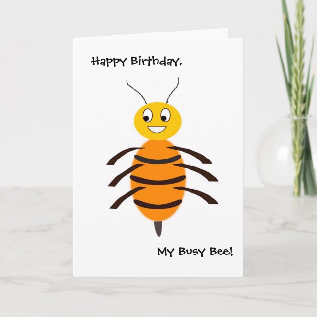Grattis på födelsedagen, min Busy Bee! Kort (Framsida)