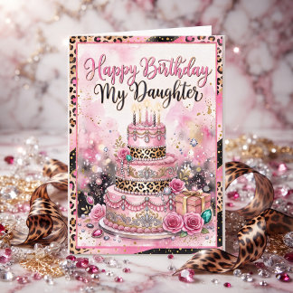 Grattis på födelsedagen min dotter | Leopard Bling Kort