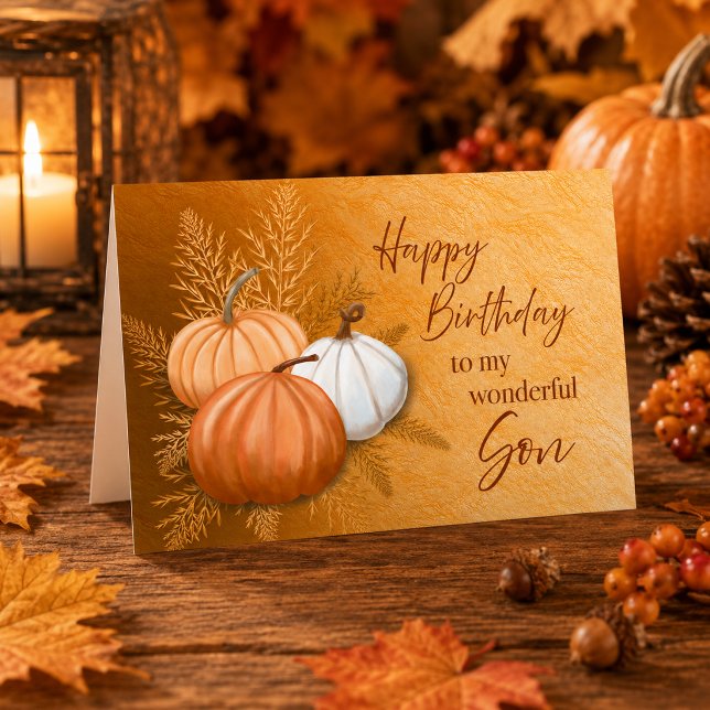 Grattis på födelsedagen min underbara son under hö kort (Fall Season Happy Birthday to My Wonderful Son Card)