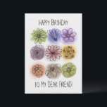 Grattis på födelsedagen Mina kära Friend Watercolo<br><div class="desc">Underbart vattenfärgkort och bläck-blommor födelsedag hälsningskort för en vän. De kommer att kärlek! Cheries artikel c.2024</div>