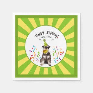 Grattis på födelsedagen Miniature Schnauzer Anpass Pappersservett