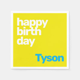 grattis på födelsedagen minimala enkla moderna gul pappersservett