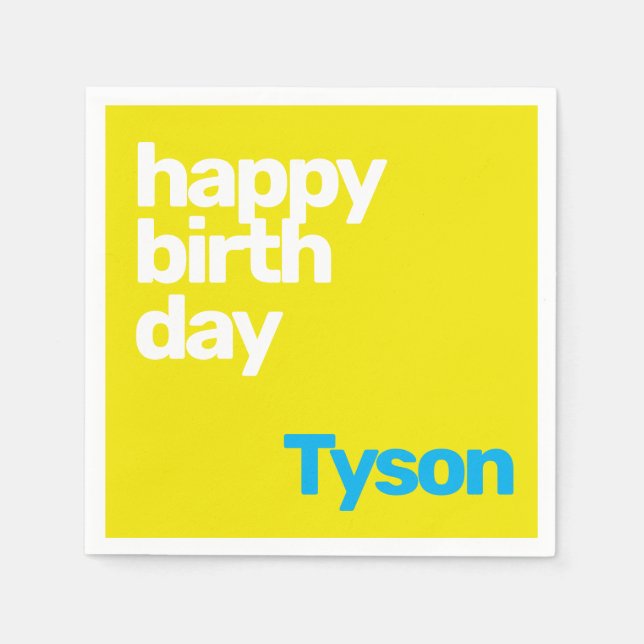 grattis på födelsedagen minimala enkla moderna gul pappersservett (Framsidan)