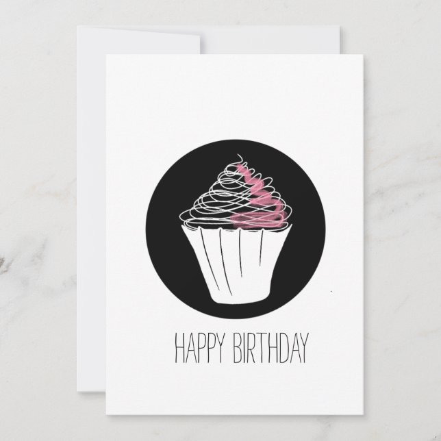 Grattis på födelsedagen Minimalistisk Cupcake-klot Kort (Framsida)