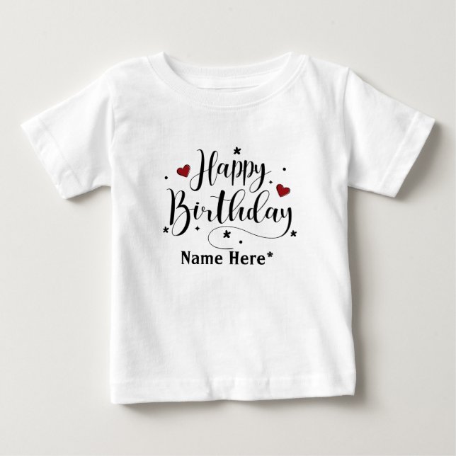 Grattis på födelsedagen-minimalistisk typografi, k t shirt (Framsida)