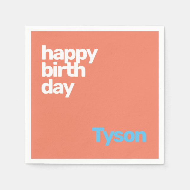 grattis på födelsedagen - minsta moderna persiko-p pappersservett (Framsidan)