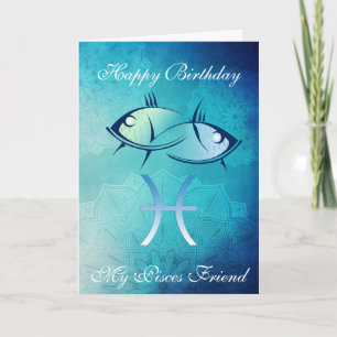 Grattis på födelsedagen mitt Pisces vänkort Kort