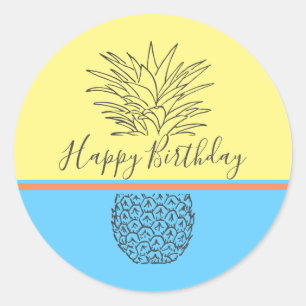 Grattis på födelsedagen Modern ananas Runt Klistermärke