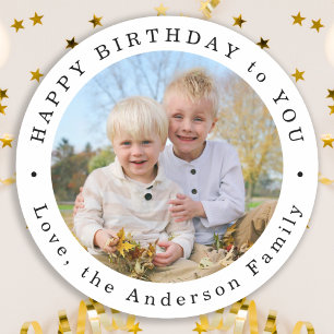 Grattis på födelsedagen Modern Enkel Söt Anpassad  Runt Klistermärke