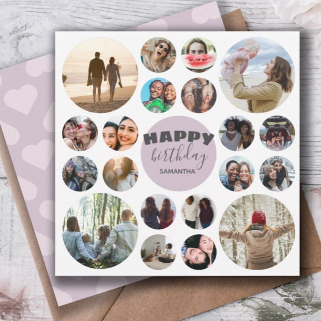 Grattis på födelsedagen Modern Rosa 20 Fotokollage Kort (Skapare uppladdad)