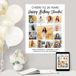 Grattis på födelsedagen Modern Script Photo Collag Poster