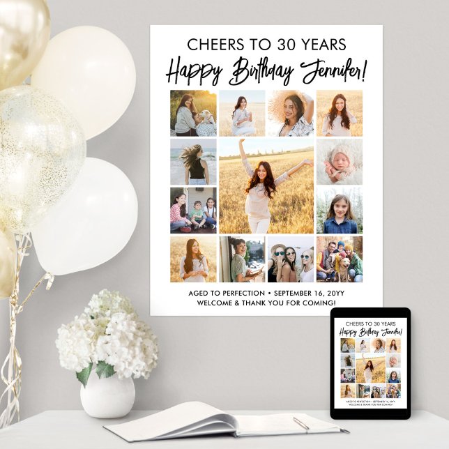 Grattis på födelsedagen Modern Script Photo Collag Poster (Skapare uppladdad)