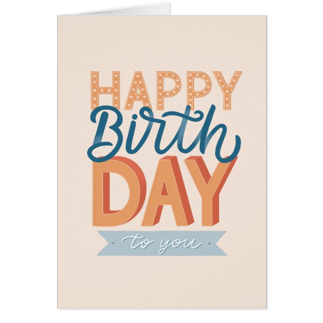 Grattis på födelsedagen. Modern typografi och brev Hälsningskort (Framsidan)