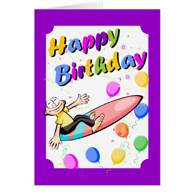 Grattis på födelsedagen modig surfare hälsningskort (Framsidan)