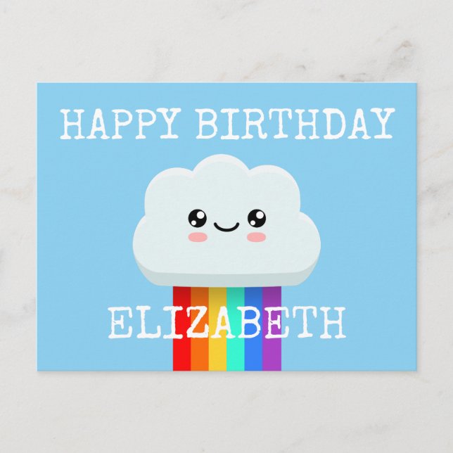 Grattis på födelsedagen moln vykort (Framsida)