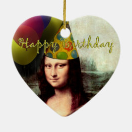 Grattis på födelsedagen Mona Lisa Julgransprydnad Keramik