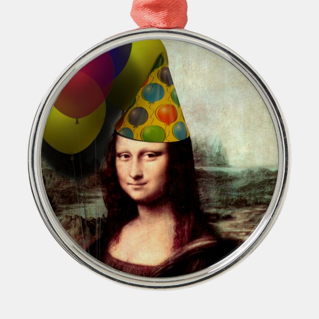 Grattis på födelsedagen Mona Lisa Julgransprydnad Metall (Framsidan)