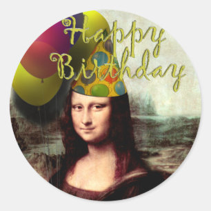 Grattis på födelsedagen Mona Lisa Runt Klistermärke