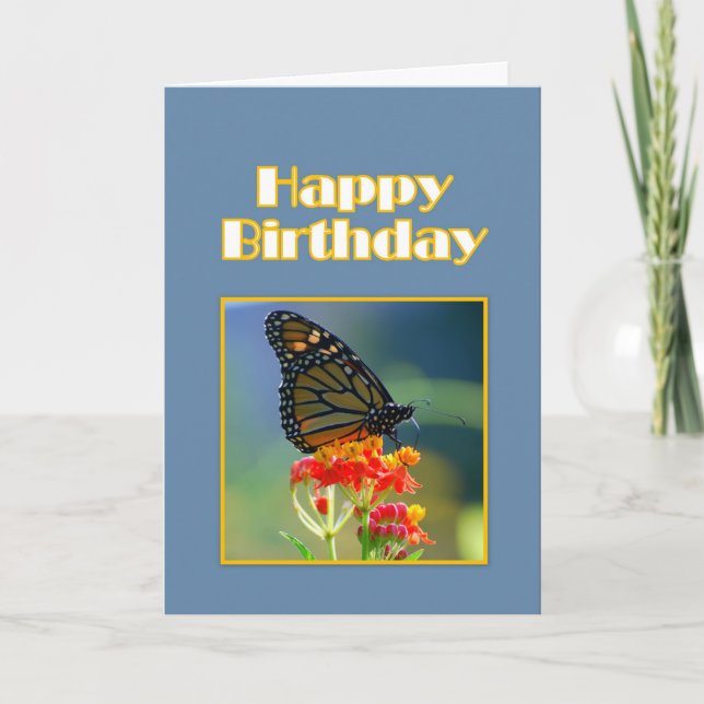 Grattis på födelsedagen Monarch Butterfly Kort (Framsida)