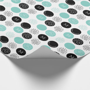 Grattis på födelsedagen Monogram Circles Aqua Dots Presentpapper