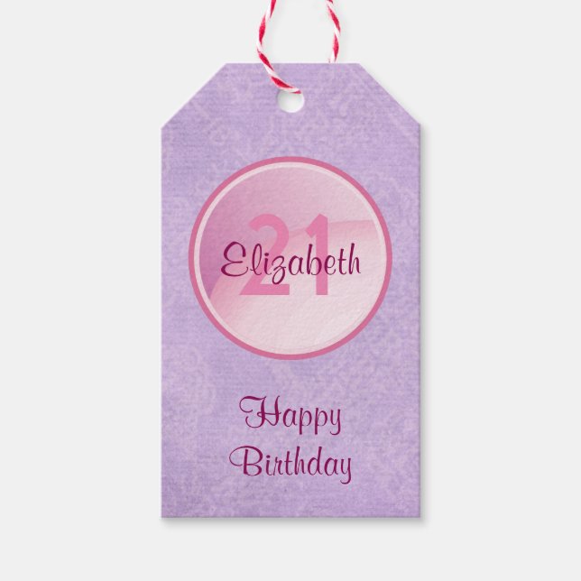 Grattis på födelsedagen Monogram med Namn och ålde Presentetikett (Framsidan)