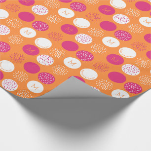 grattis på födelsedagen Monogram Rosa Orange Wra Presentpapper