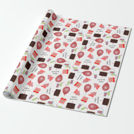 Grattis på födelsedagen Mönster i röd inslagspappe Presentpapper