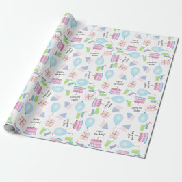 Grattis på födelsedagen Mönster i rosa/blå present Presentpapper